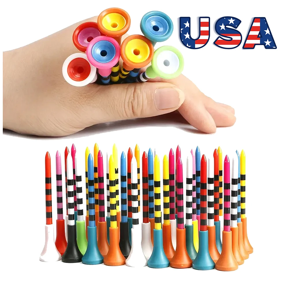 

50 шт. держателей для гольф-тей, 83 мм/70 мм, небьющиеся, профессиональные, цветные, аксессуары для гольфа, снижают трение и боковое отклонение мяча