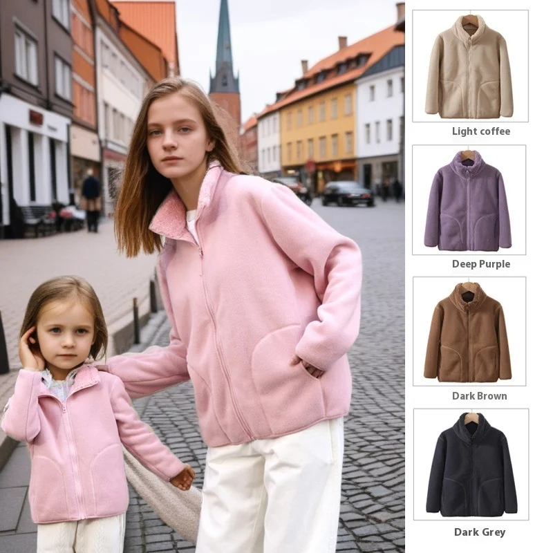 

Thick Warm Family Matching Outfits Autumn Children Jacket Fleece Boys Girls Winter Outerwear Windproof Casual Versatile Coats