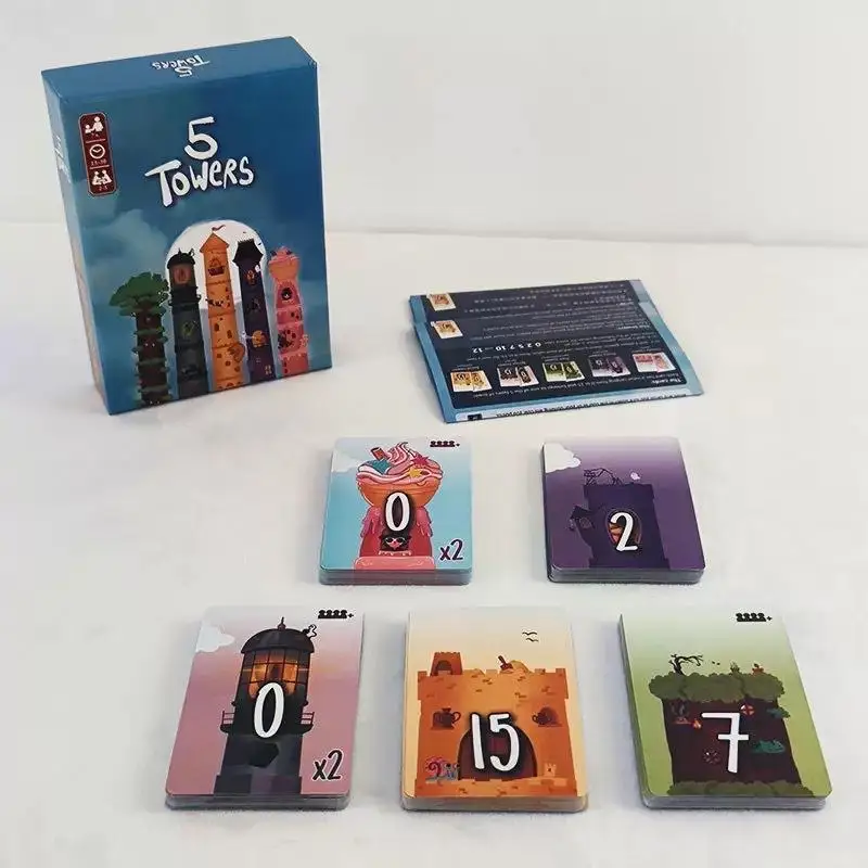 Novo Conjunto de 1 Jogo de Tabuleiro Divertido de Estratégia e Quebra-Cabeça Casual 5 Torres para 2-6 Jogadores, Jogo de Cartas de Ritmo Rápido