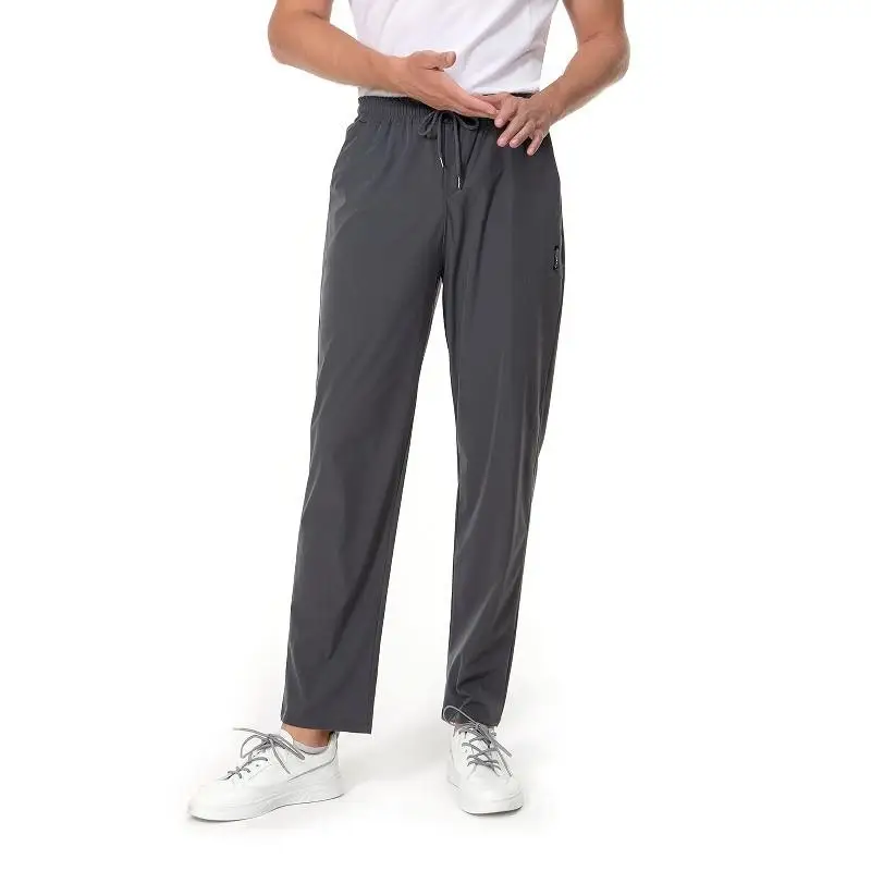 

Ice Silk Men's Outdoor Sports Pants Dstring Elastic Straight Leg Cotton Casual Trousers Street Sle Tourist Wear