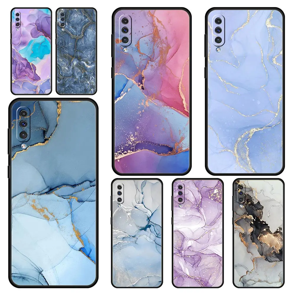 Phone Case For Samsung Galaxy A52 A14 A50 A70 A10S A30 A40 A20S A20E A02S A12 A22 A72 A32 5G A04s Marble Ink wash Silicone Cover