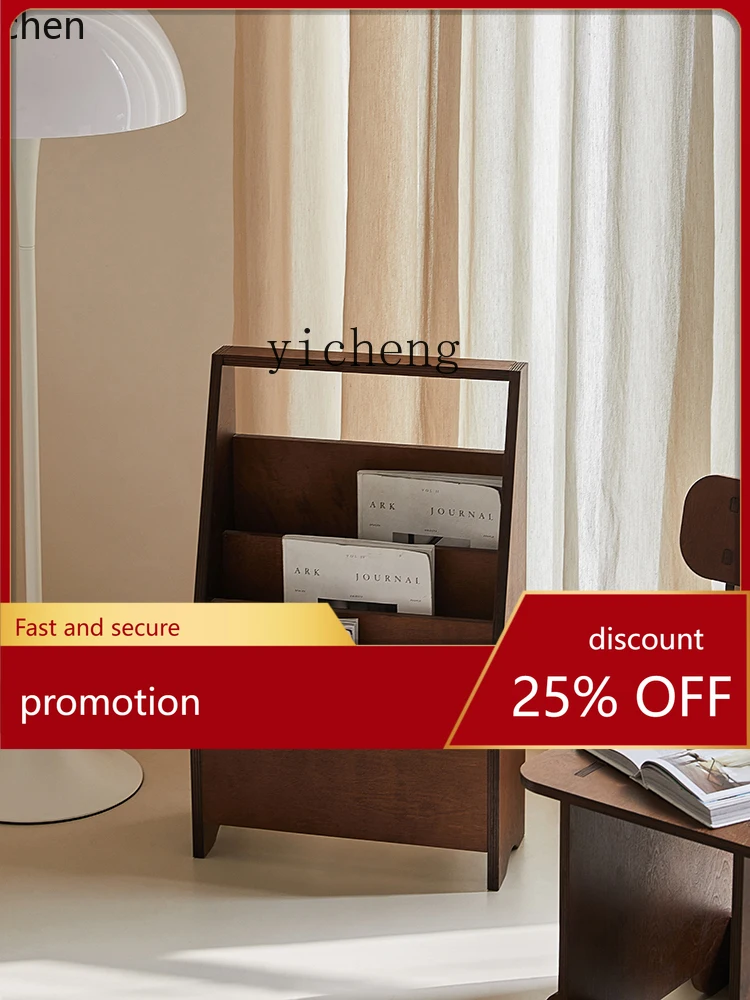 

YFY Solid Wood Magazine Rack Vintage Coffee Shop Small Bookshelf Storage Rack against the Wall