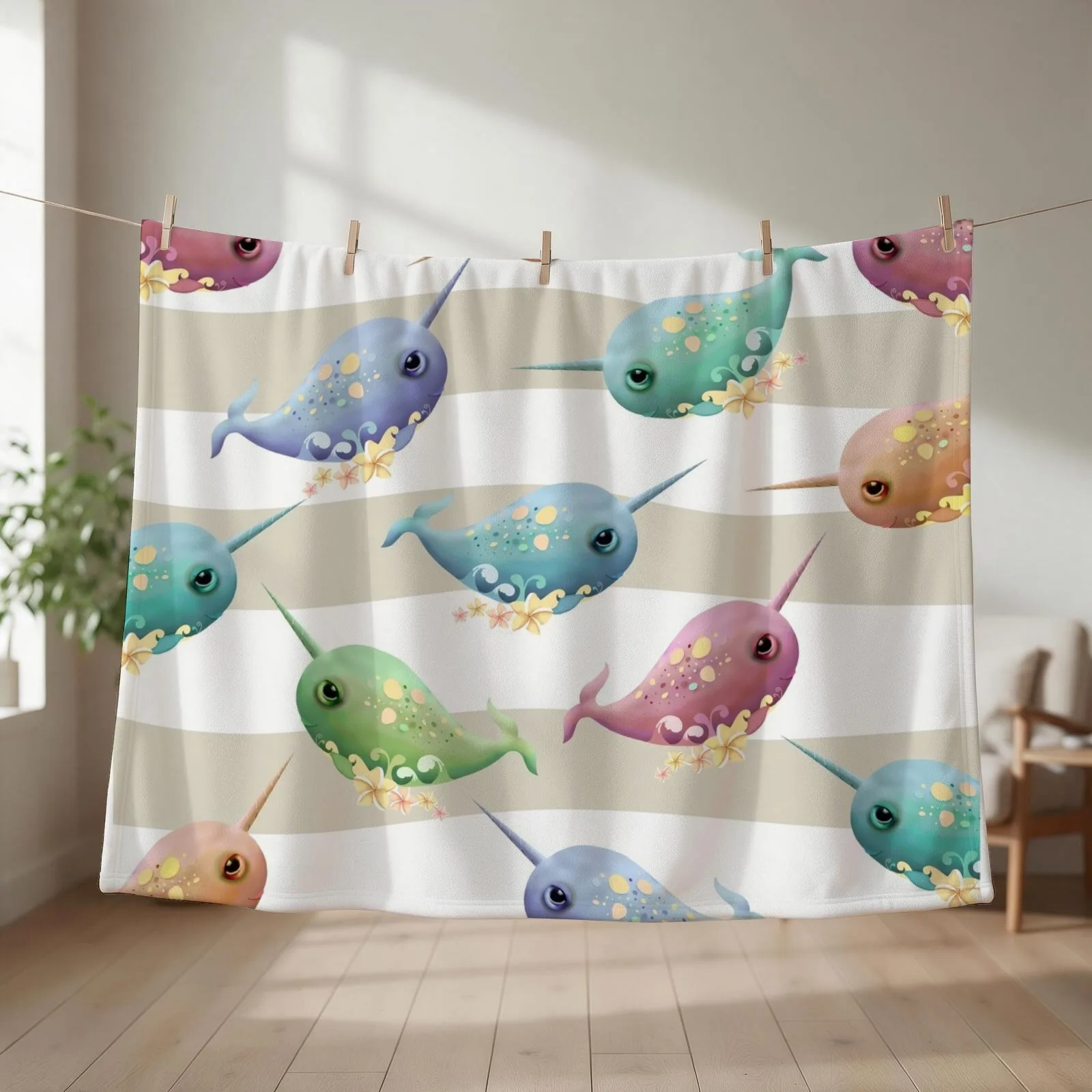 A Pod of Narwhals Throw Blanket Comforter Softest funny gift Custom Blankets