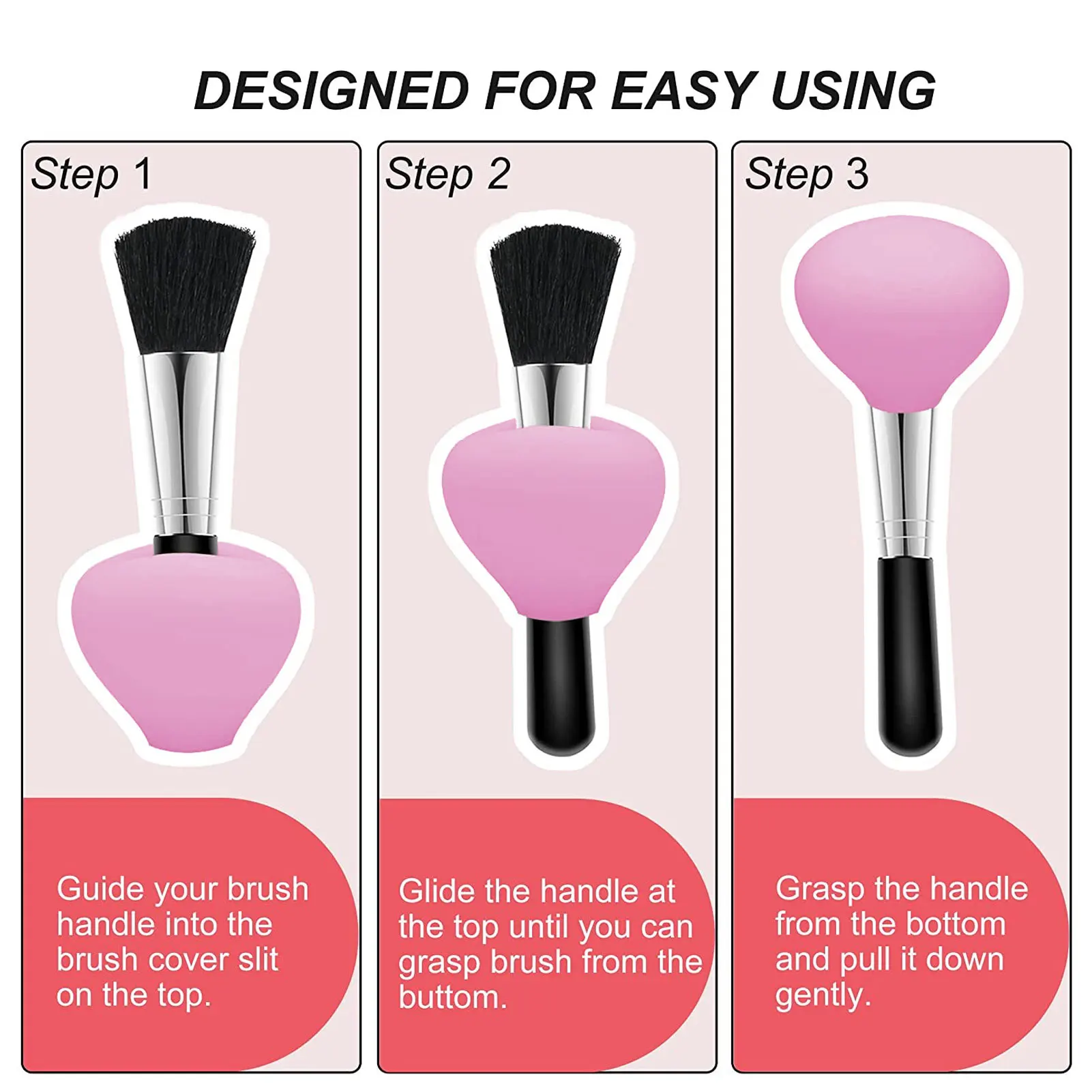 3pcs Makeup Brush Cover Portable Silicone Heart Shaped Cosmetic Brush Guard Cap For Women Girls