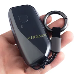 For BMW 2 5 7 Series U06 G60 G70 X1 X3 X5 X6 X7 iX XM 2024 2025 Black Transparent Car Key Case Cover Keychain Ring Accessories