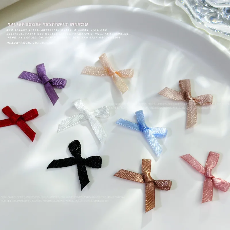 10pcs Ballet Ribbon Bowknot Nail Art Decorations 3D Multicolor Nail Charm Ornament Jewelry DIY Manicure Design Supplies