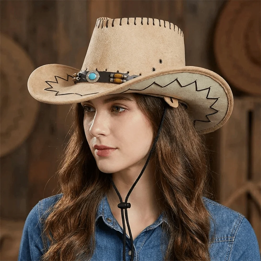 旅行用ワイドブリムウエスタンカウボーイハット、レザーベルト付 - Sun Hat Wide Brim のレビューと価格