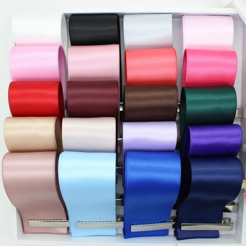 DUWES 196 Colors two Size options  high quality Solid Color double faced satin Ribbon wedding Packing D441-1