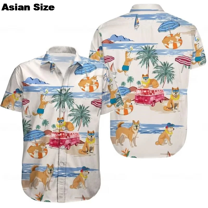 

Funny Doge 3D Printed Shirts For Men Clothes Cute Animal Dog Graphic Blouses Harajuku Fashion Space Lapel Blouse Y2k Button Tops