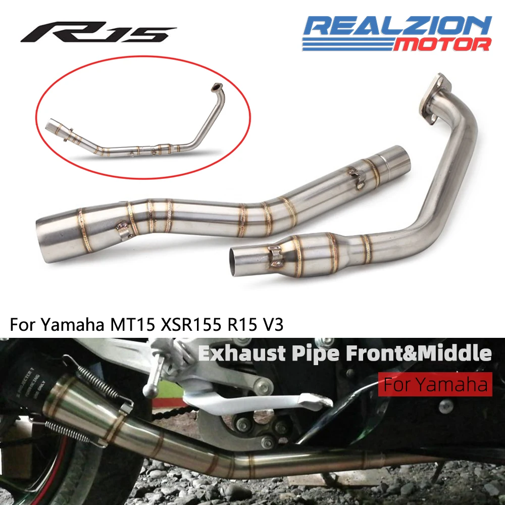 

REALZION MT15 XSR155 Exhaust Muffler Motorcycle Exhaust Middle Silp On Pipe Front Pipe Backpressure Drum For Yamaha R15 V3