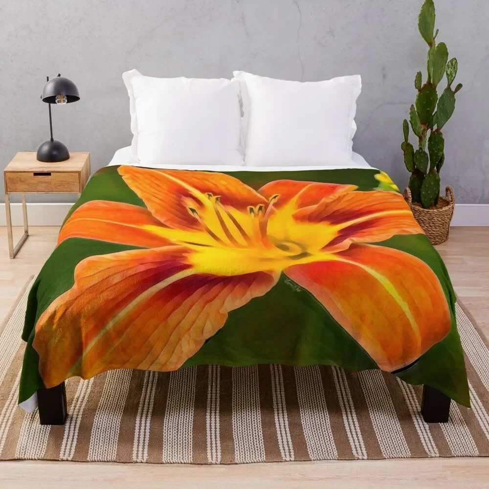 Tiger Lilly, Floral Impression with Bright Rich Hues Throw Blanket Large Plush Thins Blankets