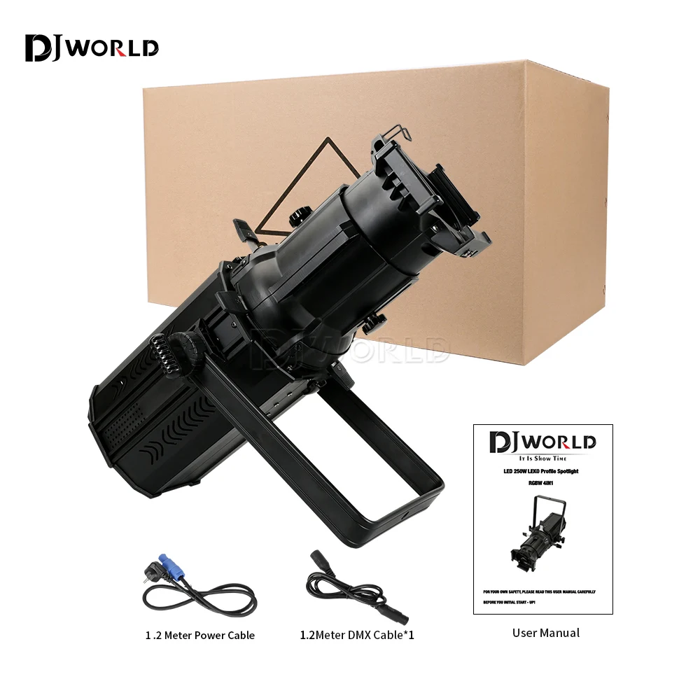 Foco LED Leko de perfil de 250W RGBW 4 en 1, iluminación de escenario de perfil elípsoidal profesional DMX para DJ, Fiesta Disco, Bar, teatro