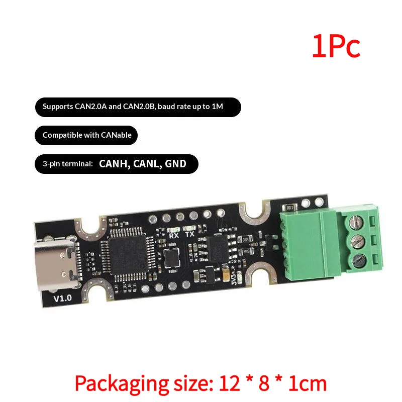 1Pc USB To CAN Adapter UCAN Board Based On STM32F072 Support For CAnable / CandleLight / Klipper Firmware