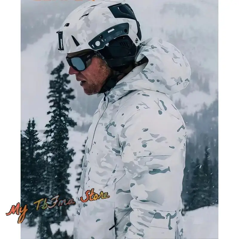 Winter Coldproof White Camouflage Cotton Clothing Outdoor Ski Clothing Snow Camo Jacket Coat Windproof Warm Quick-Drying Light