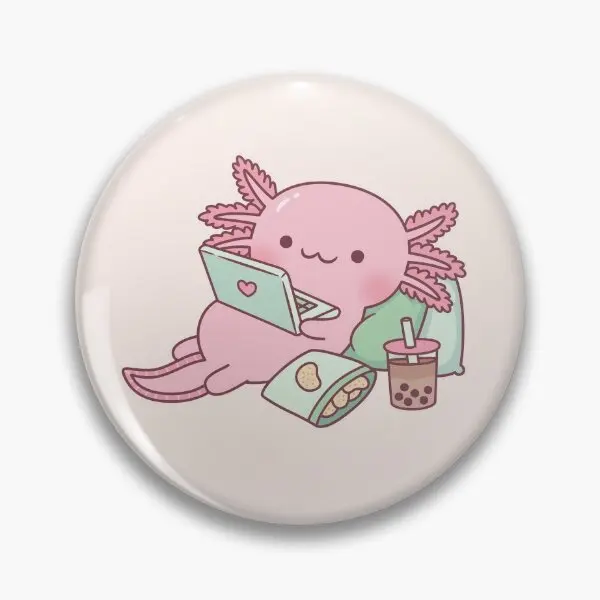 Cute Chilling Axolotl  Soft Button Pin Funny Cute Badge Lapel Pin Lover Collar Women Decor Metal Jewelry Cartoon Fashion Gift