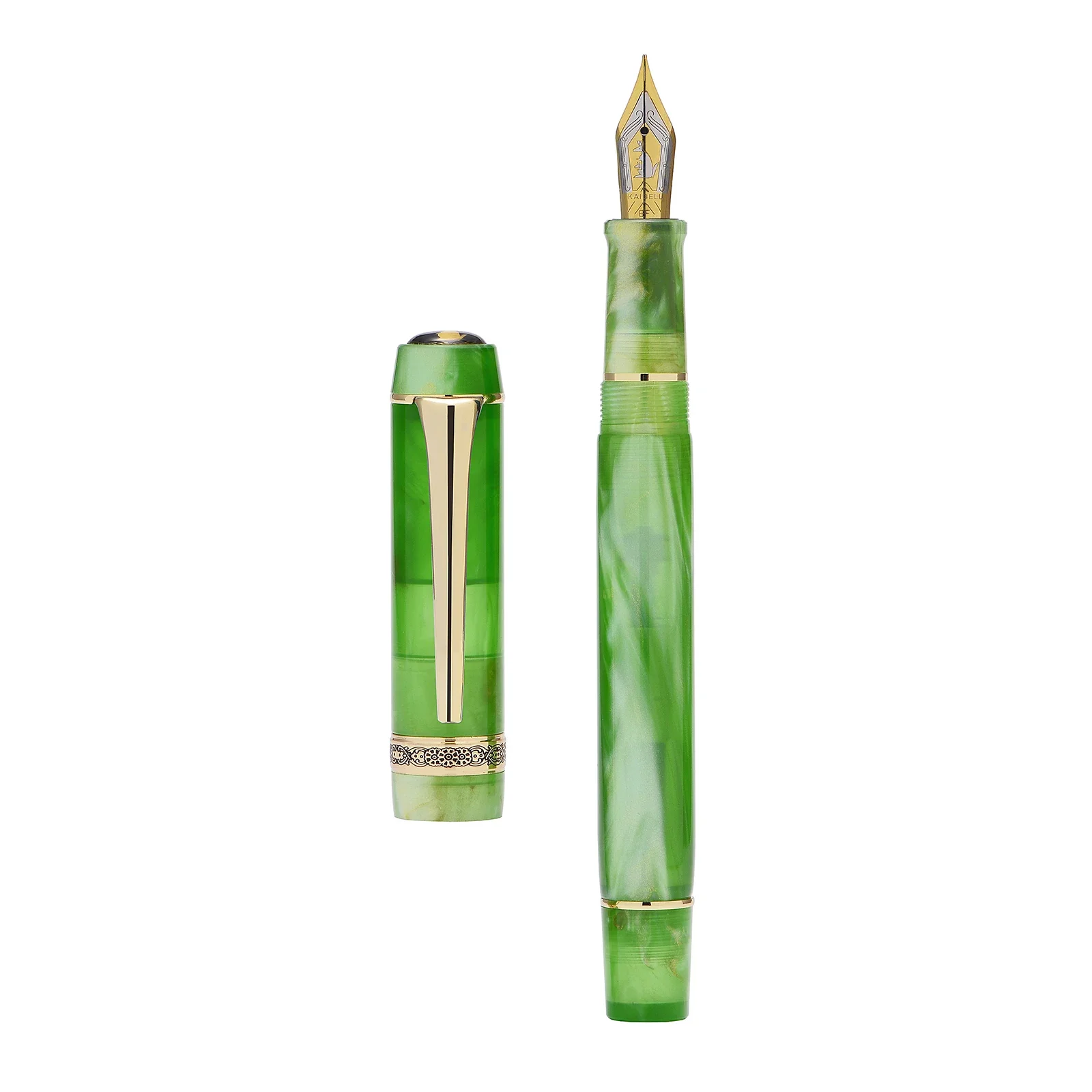 Kaigelu 316A Celluloid Fountain Pen Beautiful Green Patterns Iridium EF/F/M Nib Pen Writing Office Business Ink Gift Pen