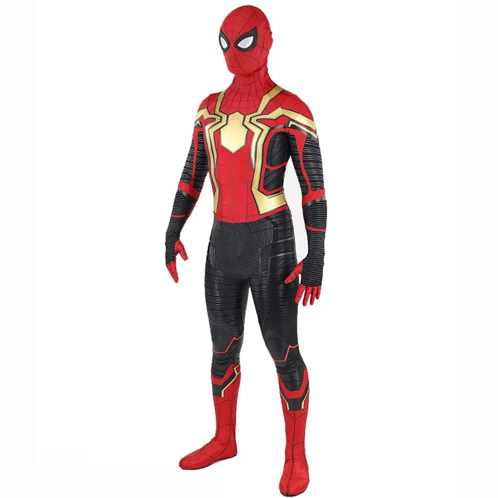 No Way Home Integrated Iron SM Cosplay Superhero Spandex Zentai Suits Spidey Bodysuit BUG Man Outfits Halloween Costume Adult - view 4