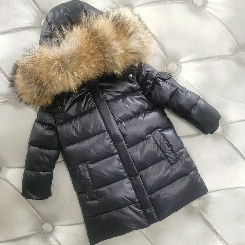 Children's Down Jacket 26 Winter New Solid Color Fashion Thickened and Fleece Boys and Girls Long Cotton Jacket with Cotton Clip