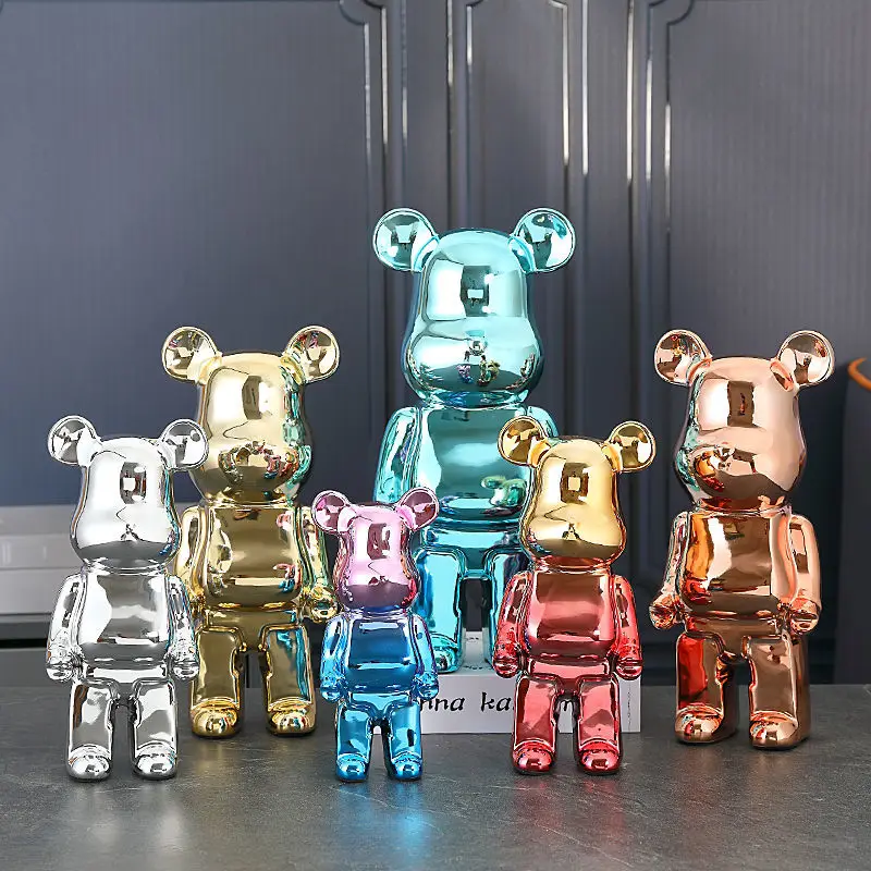 

Nordic Electroplating Violent Bear Piggy Bank Ceramic Adornments Home Livingroom Sculpture Crafts Office Table Figurines Decor