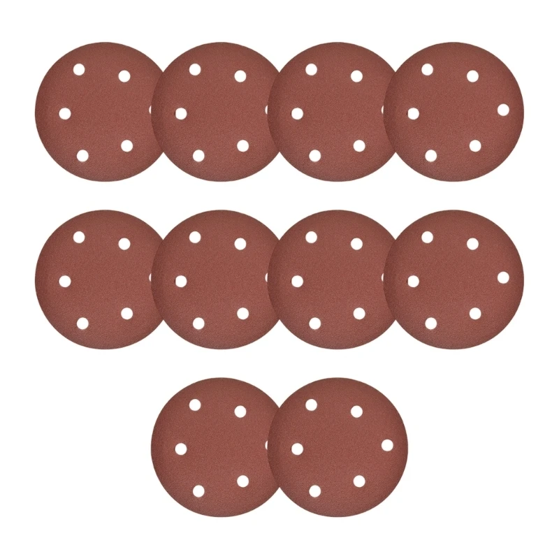  Pack of 10 120mm 6 Hole Sandpaper Sanding Discs Pads For Variable Speed Grinders And Surfaces Preparation