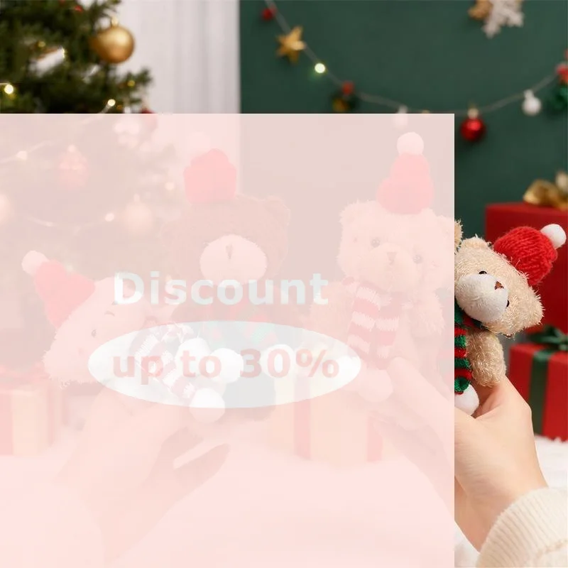 [Christmas Mini Lovely Bear Plush Keychain With Knit Hat Scarf Ideal Holiday Gift for Kids Xmas Tree Ornament]