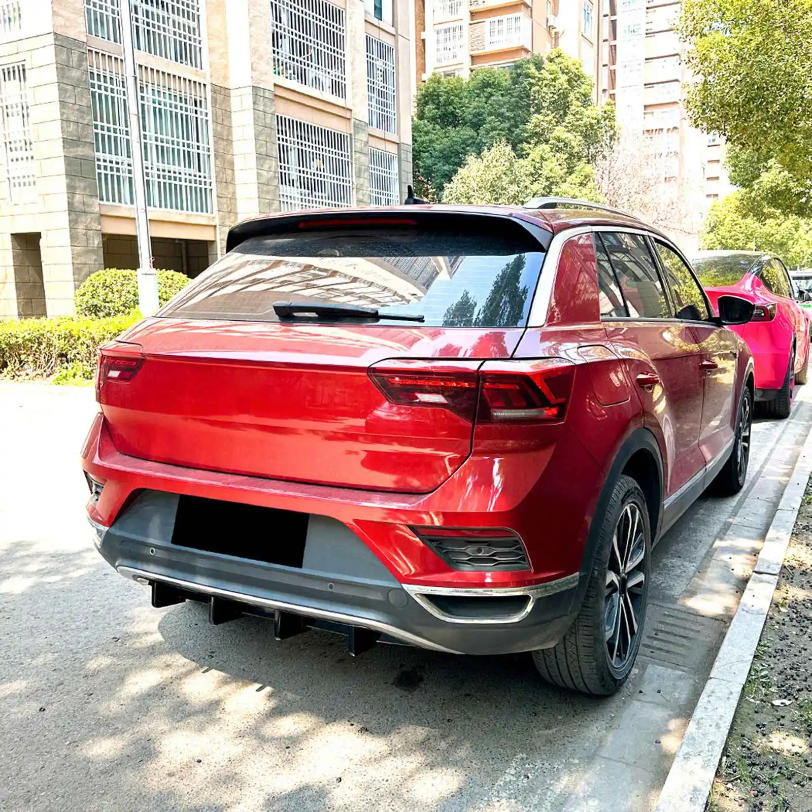 شفة ممتصة للصدمات خلفية سبويلر ناشر لامع أسود سفلي الستارة الخارجية حماية السيارات لشركة فولكس فاجن T-Roc الإصدار القياسي 2018-2022