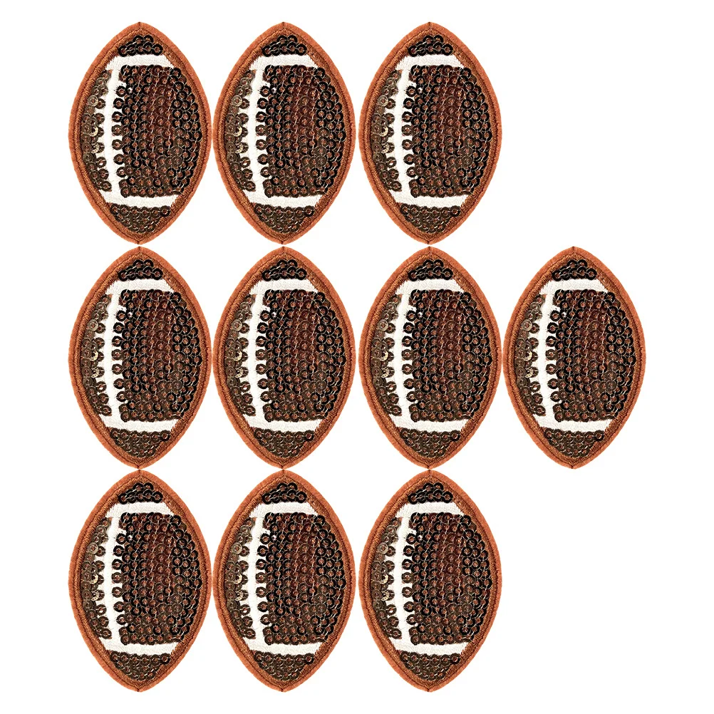 

10Pcs Sequin Rugby Iron on Embroidered Patches for Jackets Hats Jeans Clothing Sports Applique Fabric Patch Durable