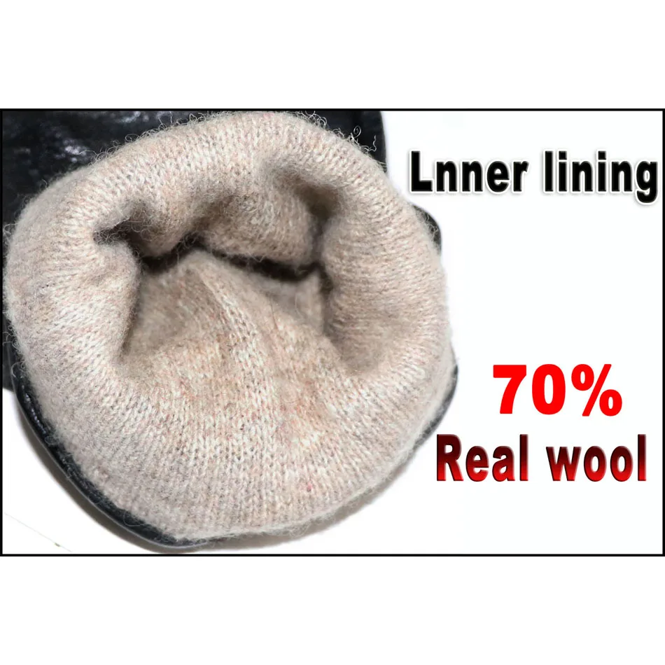 High-end Men\'s Leather Gloves Deer Leather Texture Goat Leather Winter Warm Driving Cycling Wool Knitted Lining 2024  New Style