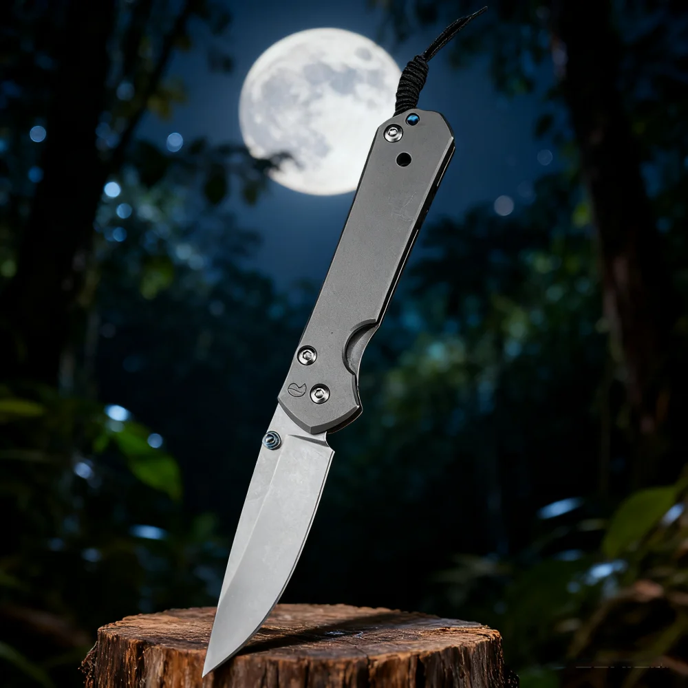 

Outdoor Folding Knife D2 Blade Titanium Alloy Handle Pocket Clip Fruit Knife Camping Hunting Everyday Portable Tool Gift