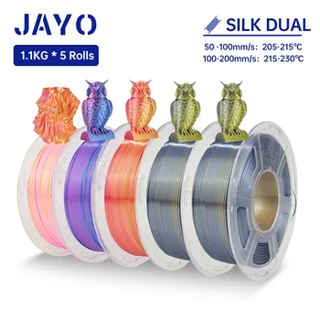 JAYO 실크 PLA+ 레인보우/PLA 레인보우 3D 프린터 필라멘트 1.75mm 실크 PLA 플러스 듀얼/트리플 컬러 3D 필라멘트 1.1kg 5롤/세트