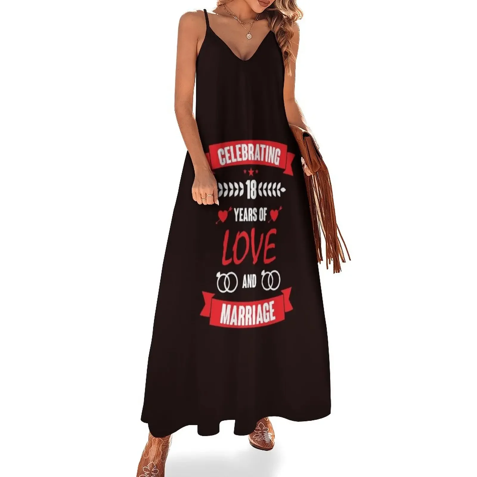 

Celebrating 18 Years Of Love And Marriage Couple T-Shirt Sleeveless Dress dresses women summer 2024