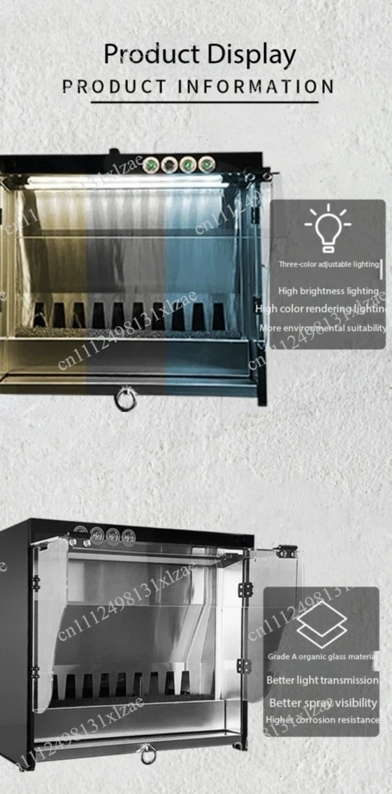 Stainless Steel Water Curtain Spray Booth - Negative Pressure Exhaust Box Workbench for Painting and Coating
