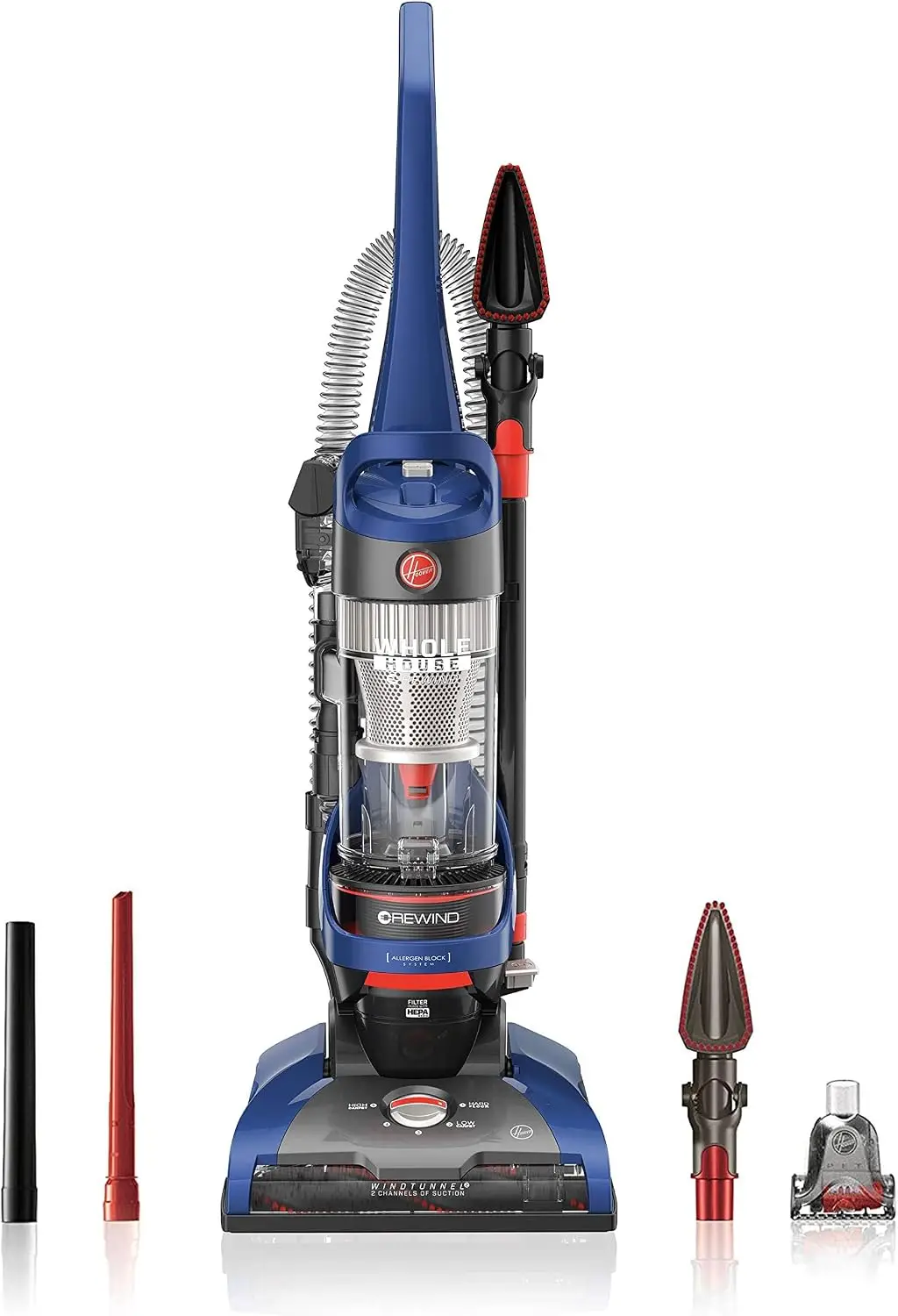 Bagless Whole-House Vacuum Cleaner with Rewind Cord