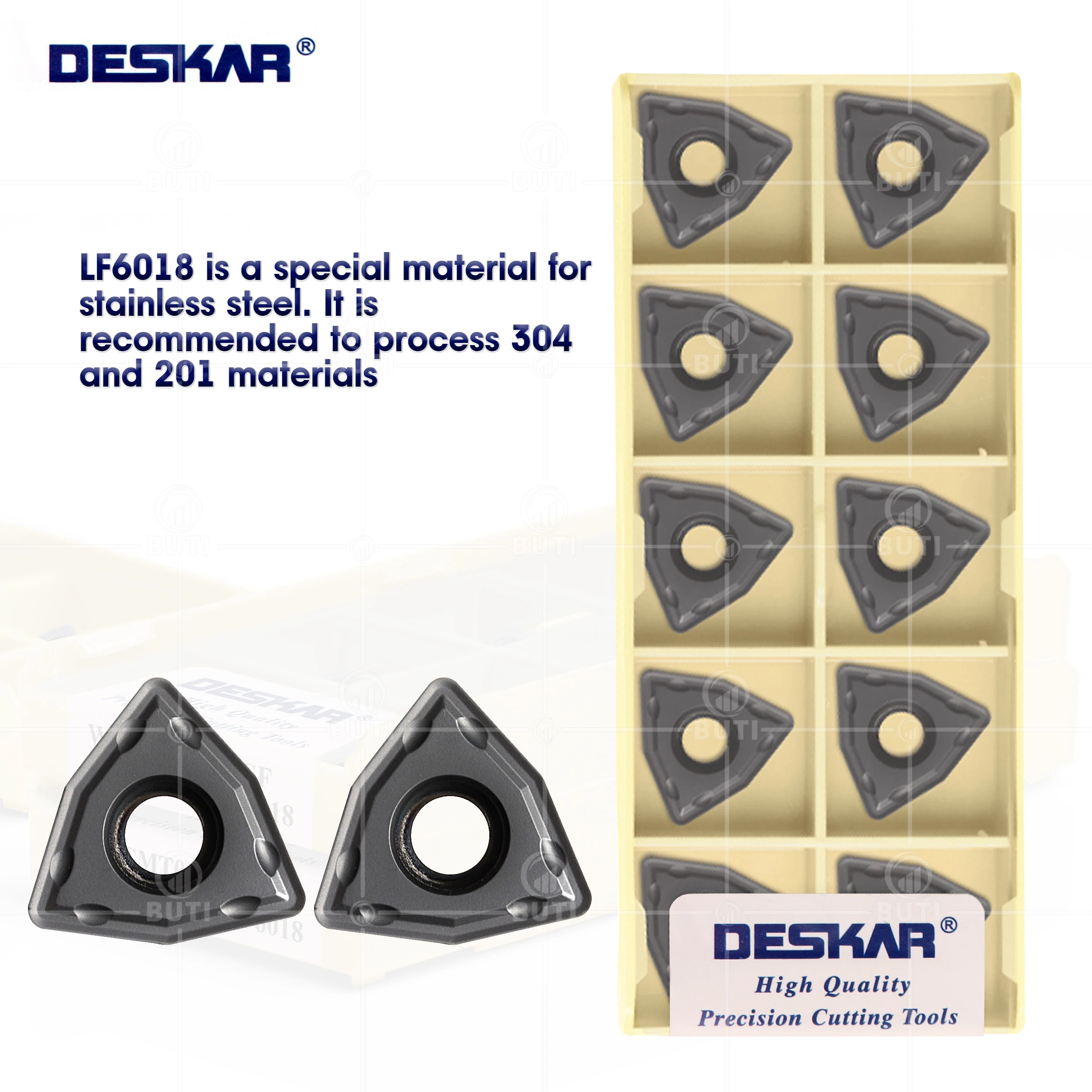 Deskar 100 Original Wcmx030208 040208 050308-sf Lf6018 U-broca Torneamento Ferramenta Cnc Torno Cortador Carbide Insert para Aço Inoxidável