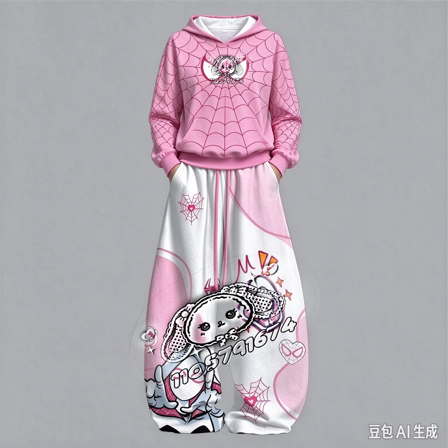 FamilyMatching Spider Pattern Full Series Character Hooded Set, Anime Print, Fashion Streetwear Unisex Autumn Winter Top