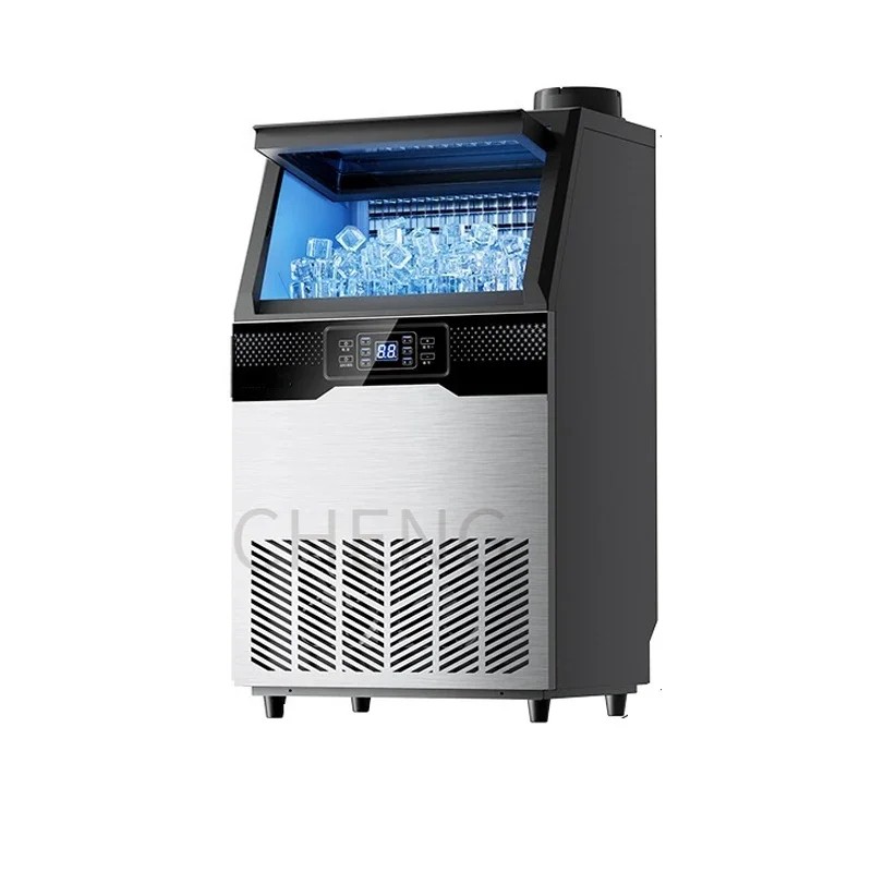 Nueva máquina de hielo eléctrica de 80 kg/día, tienda de té de la leche de gran capacidad, Fabricación de hielo Mahine, rejilla de hielo de 60 unidades, almacenamiento de hielo de 15 kg/20 kg