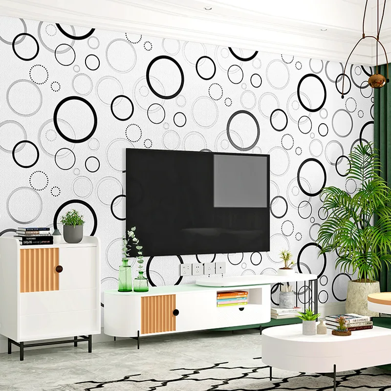 Ins Style Nordic Circle Pattern Bedroom Living Room TV Background Modern Minimalist Wallpaper Non-woven Wallpaper Home Decor