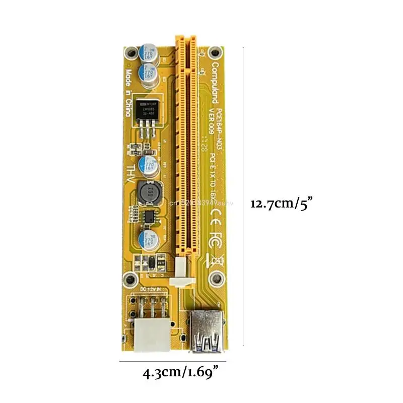 PCI-E ライザーカード 009S PCI 1X to16X 延長 USB3.0 ケーブル 6Pin