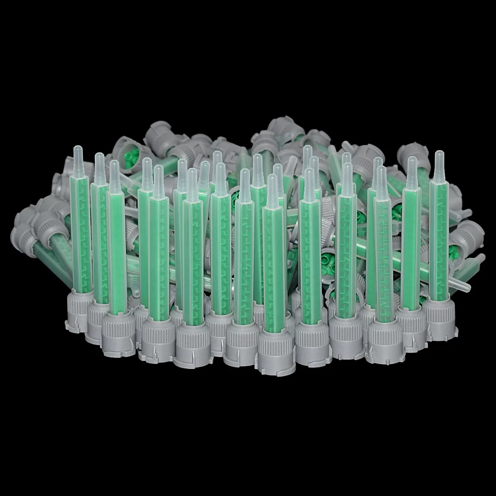 

50pcs Epoxy Resin Static Mixing Nozzles 1:1 Adhesives Static Mixer 90mm Mixed Tube Square Mixing Nozzle for 50ml 1:1 AB Glues
