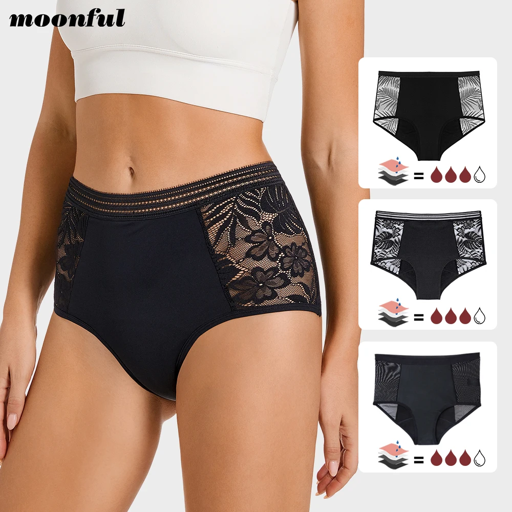 High Waist Period Underwear Lace Mesh Menstrual Panties Women Menstrual Cycle Absorbent Underwear Girl Panties for Monthly