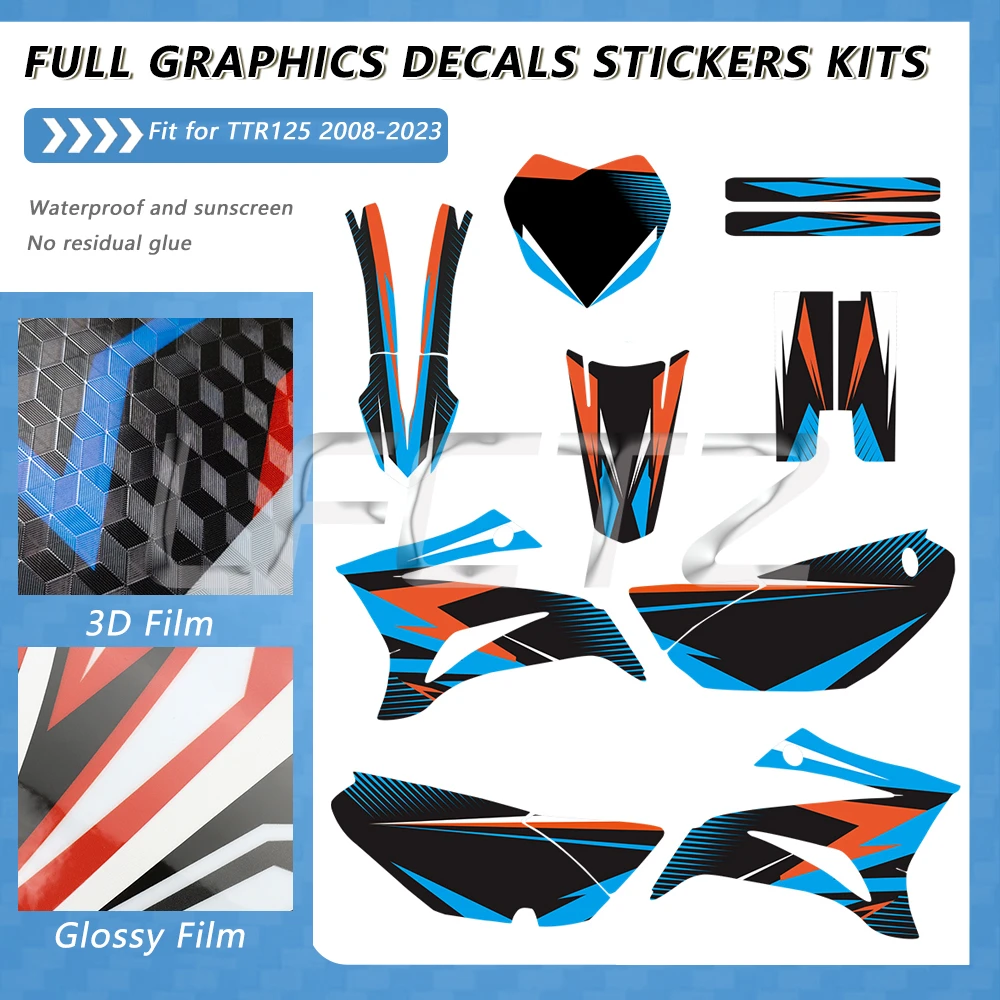 Motorcycle Decoration Graphics Decals Stickers Kit Fit for YAMAHA TTR 125 TT-R125 TTR125 2008-2023 2022 2021 2020 2019 2018 2017