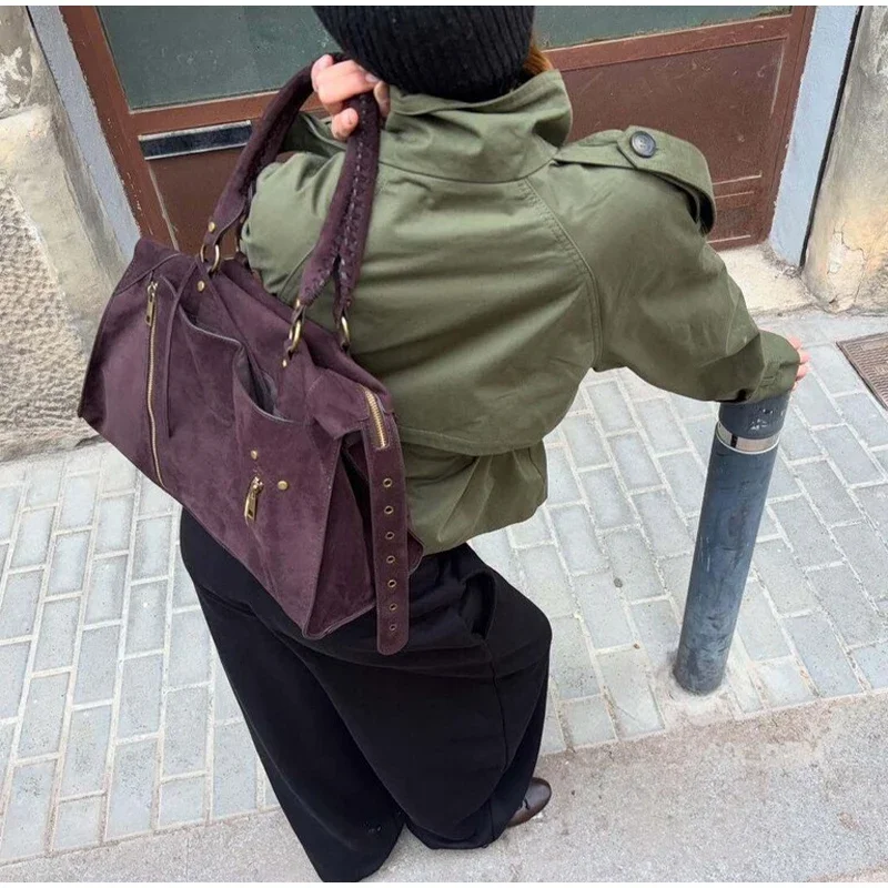 Einfarbiger Damen-Trenchcoat mit Schnürung, Stehkragen, Doppelreihig, Modisch 2026 Frühling Herbst, Elegante Lässige Damenjacke – Detail 10