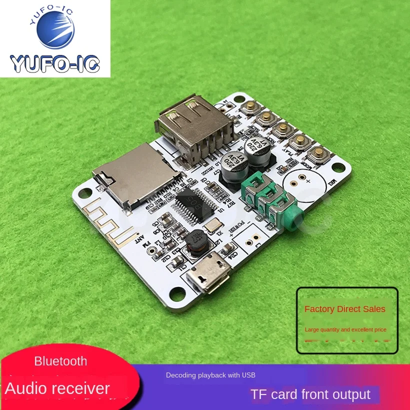 Free Ship 3pcs Bluetooth-compatible Audio Receiver Decoding Playback With USB TF Card Front Output