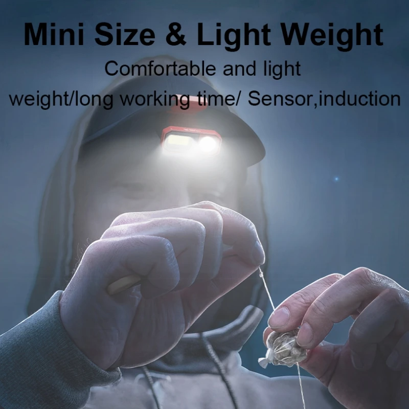 SMILINGSHARK TD1139 Mini Headlight, Super Bright Lightweight Headlamp, with Sensor/Motion, for Outdoor Camping, Night Fishing