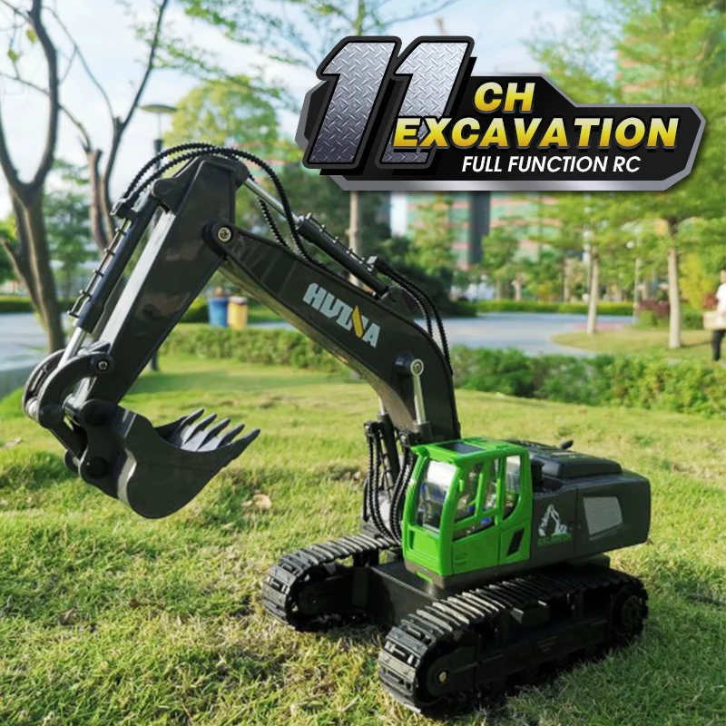 Huina 331 Rc Excavator 11Ch 1:18 Alloy Engineering Cars Trucks Remote Control Cars Construction Crawler Toys for Boys Kids Gift