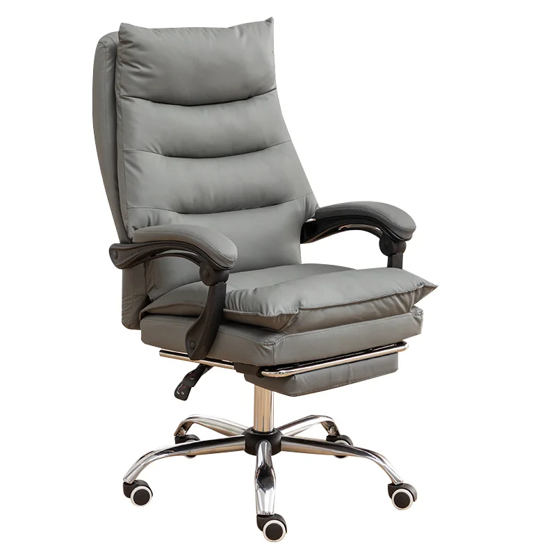 ​Ergonomic Reclining Office Chair With Genuine Leather Seat Adjustable Lumbar Support For Home Executive Computer Workstation​