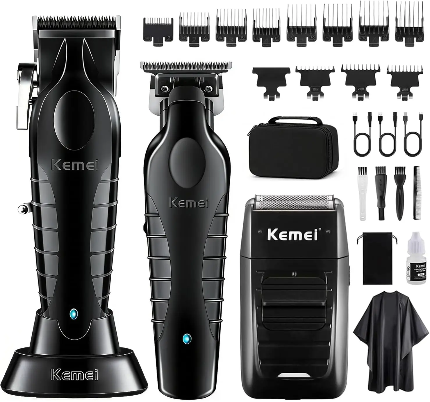 

Professional Cordless Hair Clipper & Beard Trimmer Set for Men, Rechargeable Fade Kit with Multiple Attachments