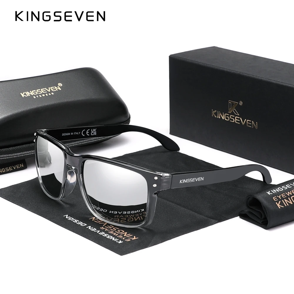 Genuine KINGSEVEN Brand Square Retro TR90 Polarized Sunglasses Women Men Carbon Fiber Pattern Design Outdoor Sports Eyewear