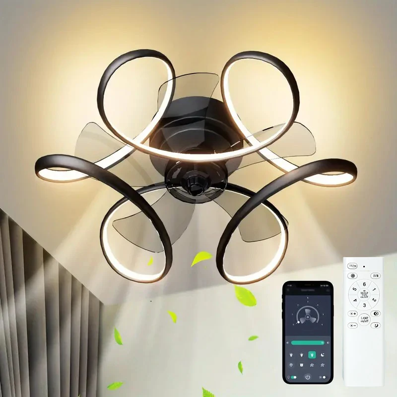 

Jelena Electric Fan Lamp Household Ceiling Fan with Light Remote Control App Living Room Lights Interior Lights Decoration