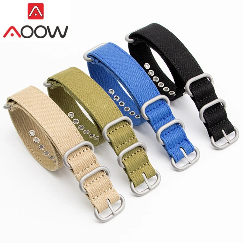 Canvas Nylon Strap Watchband 18mm 20mm 22mm 24mm 26mm Ring Buckle Men Sport Sweatproof Replacement Bracelet Watch Band